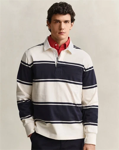 Gant - Striped Rugger Polo - Evening Blue